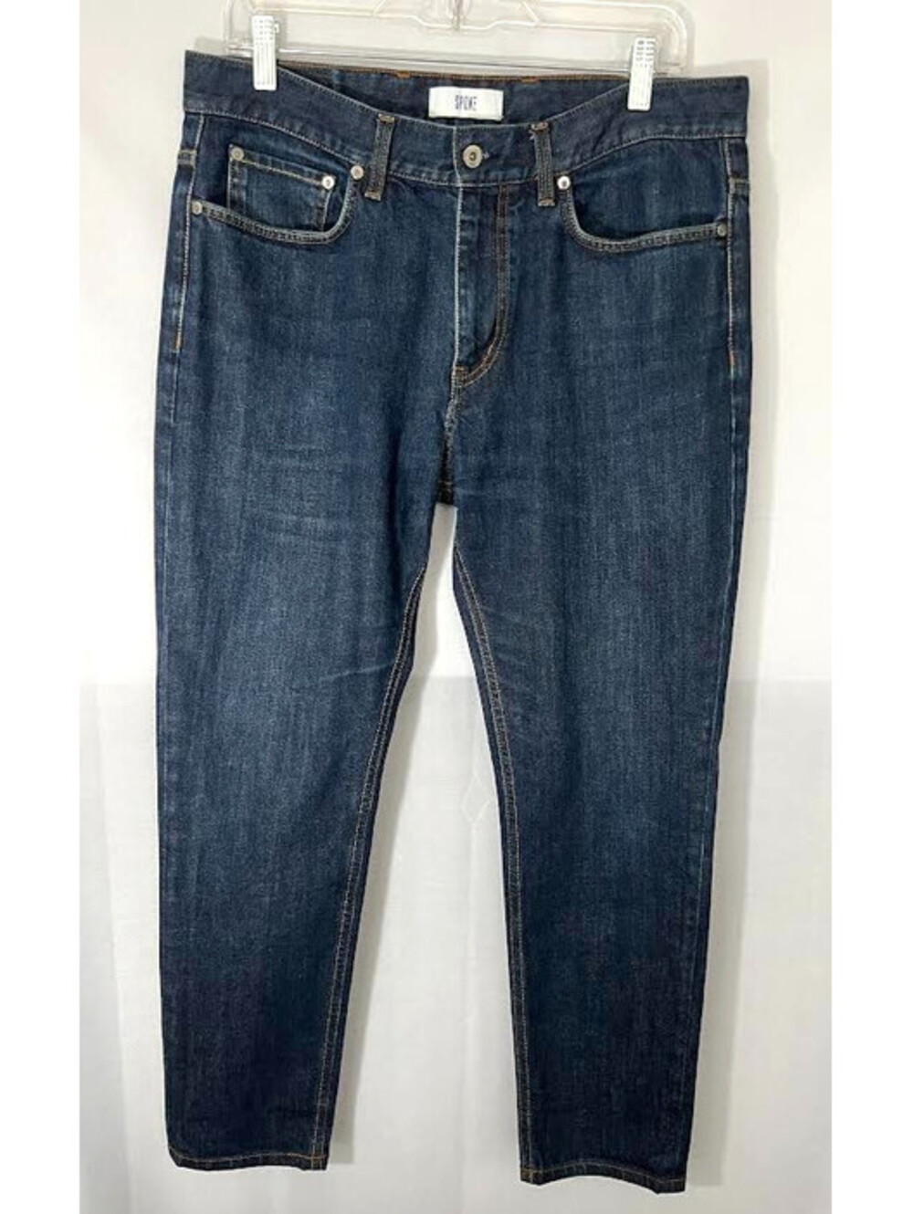 Spoke Jeans Mens 35 Waist, 27.5 Inseam, Build A, 12 oz Original, Slim Taper